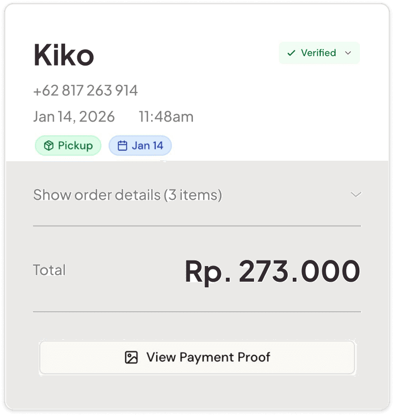 Order details capture interface
